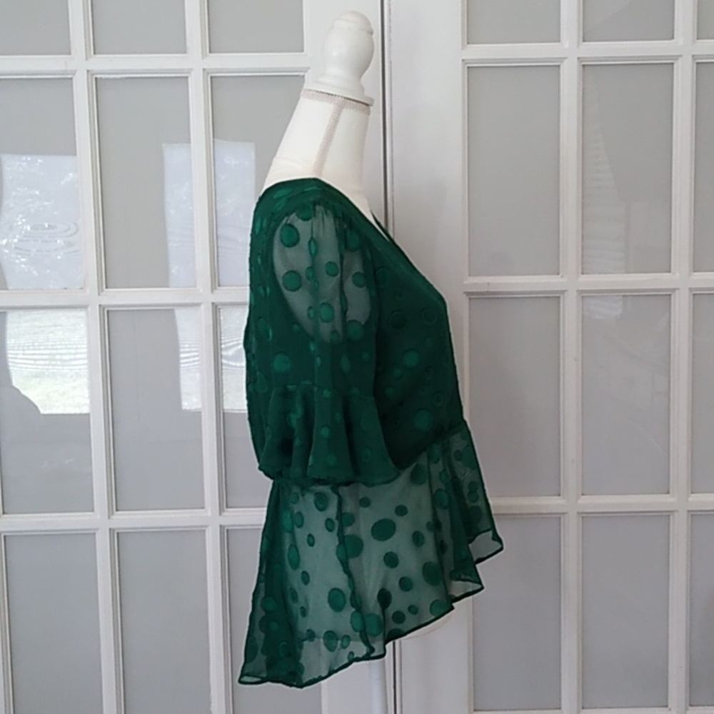 Highline Collective Double V Neck Green Blouse Size - Small - Picture 7 of 16